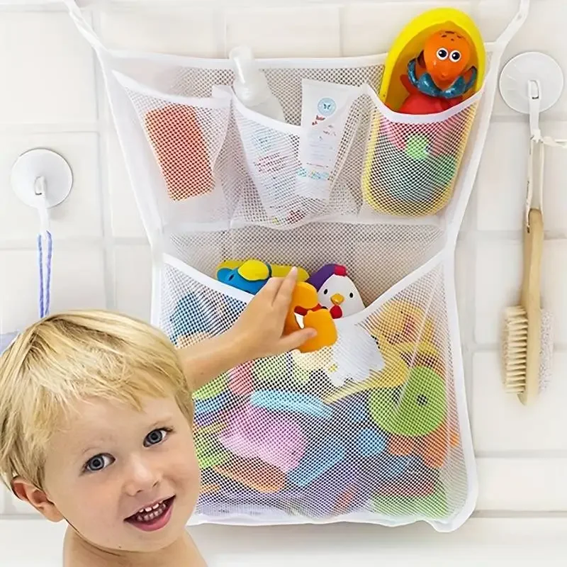 Party Games Baby Shower - อาบน้ําเด็กของเล่นเด็กสีขาวของเล่นเด็กตาข่ายดูดถ้วยของเล่นกระเป๋าสุทธิห้องน้ํา Organizer
