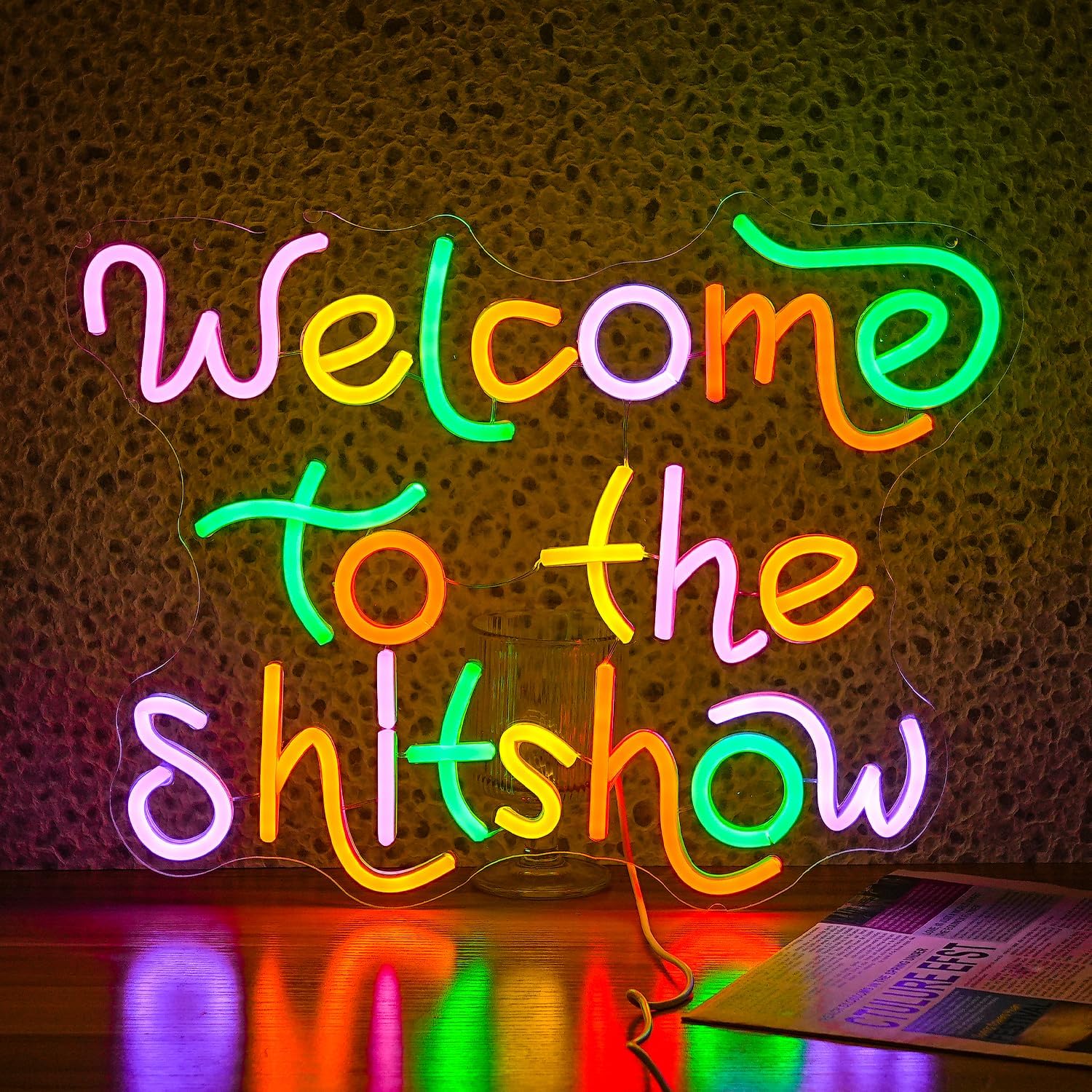 Party Games Quotes - ยินดีต้อนรับสู่ป้ายไฟนีออน Shitshow ไฟ LED ตกแต่งผนัง ใช้พลังงาน